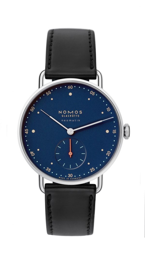 Nomos Metro Neomatik Midnight Blue (ref 1110) - showing strap