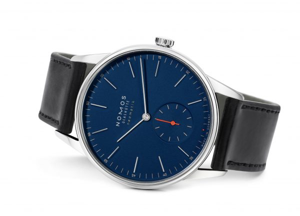 Nomos Orion Neomatik 39 Midnight Blue (ref 343) - on its side