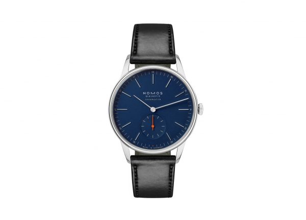 Nomos Orion Neomatik 39 Midnight Blue (ref 343) - showing strap