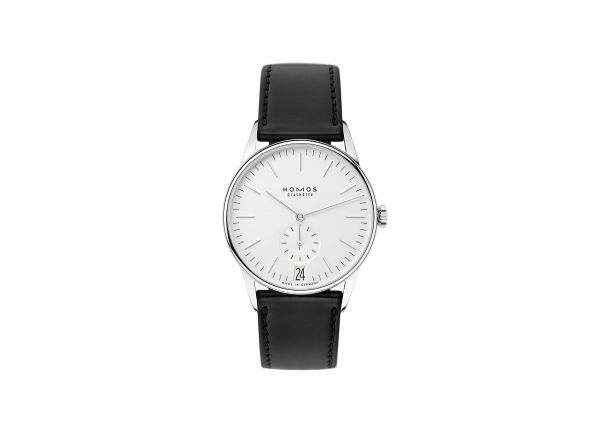 Nomos Orion 38 Date White (Ref 381) - showing strap