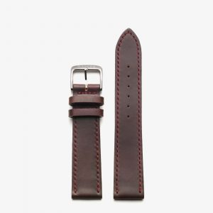 Nomos Shell Cordovan Strap - Brown with red stitching