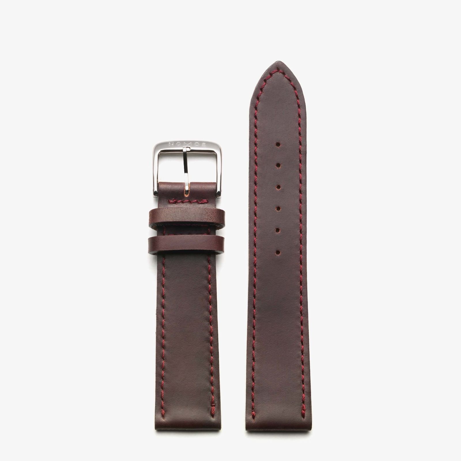 Cordovan Leather Strap 20mm Brown with Red Stitching Master