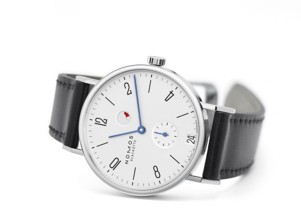 Nomos Tangente Date Power Reserve (ref 131) - on its side